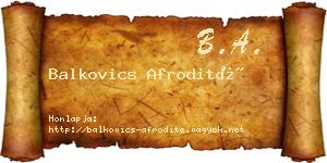 Balkovics Afrodité névjegykártya